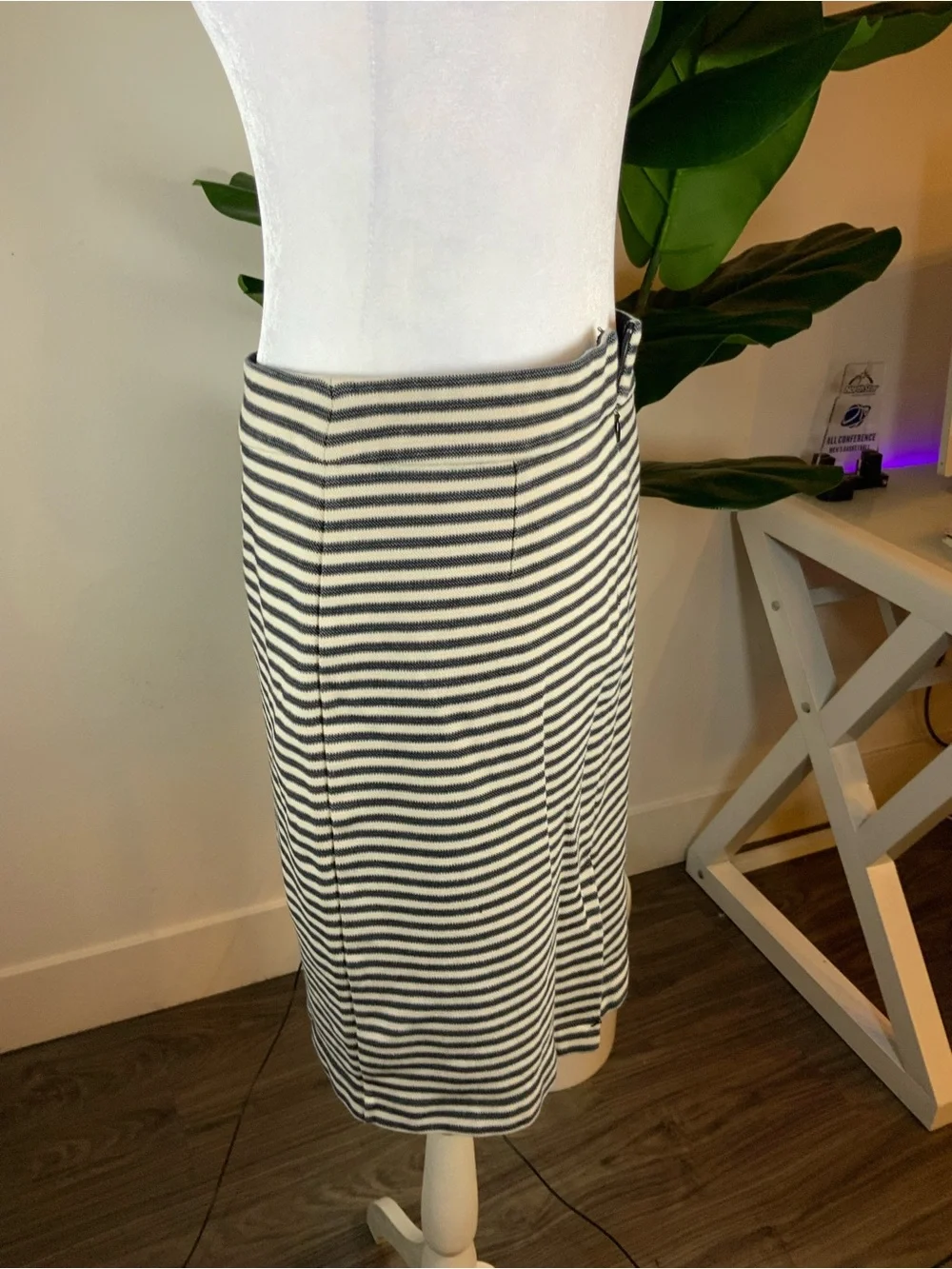 Banana Republic Navy and White Striped Pencil Skirt